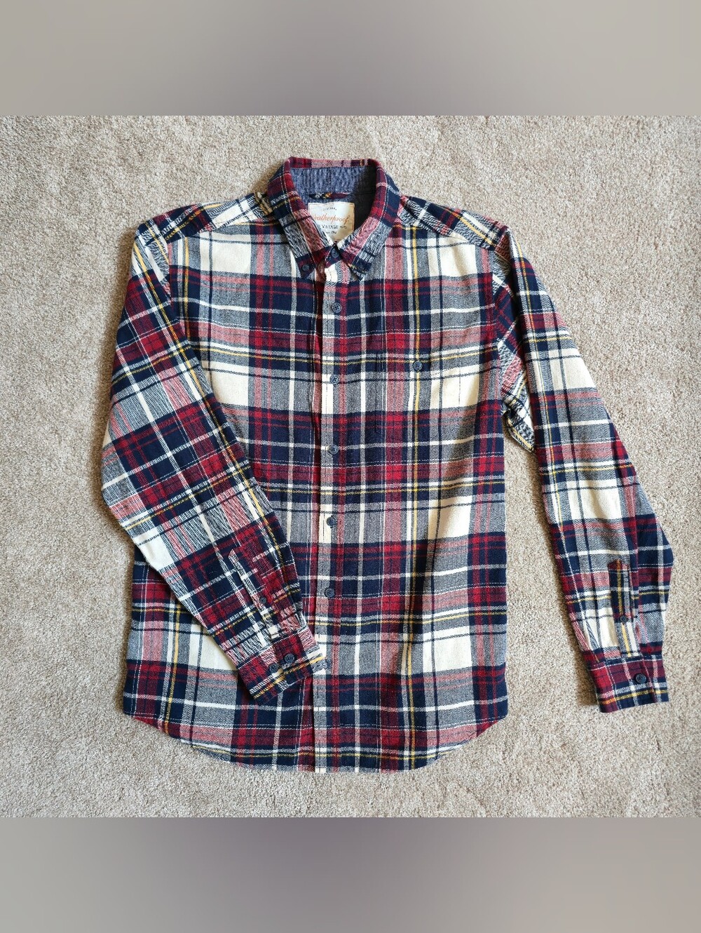 Weatherproof Vintage Men’s Cotton Blend Brushed Flannel Button Down Plaid Shirt